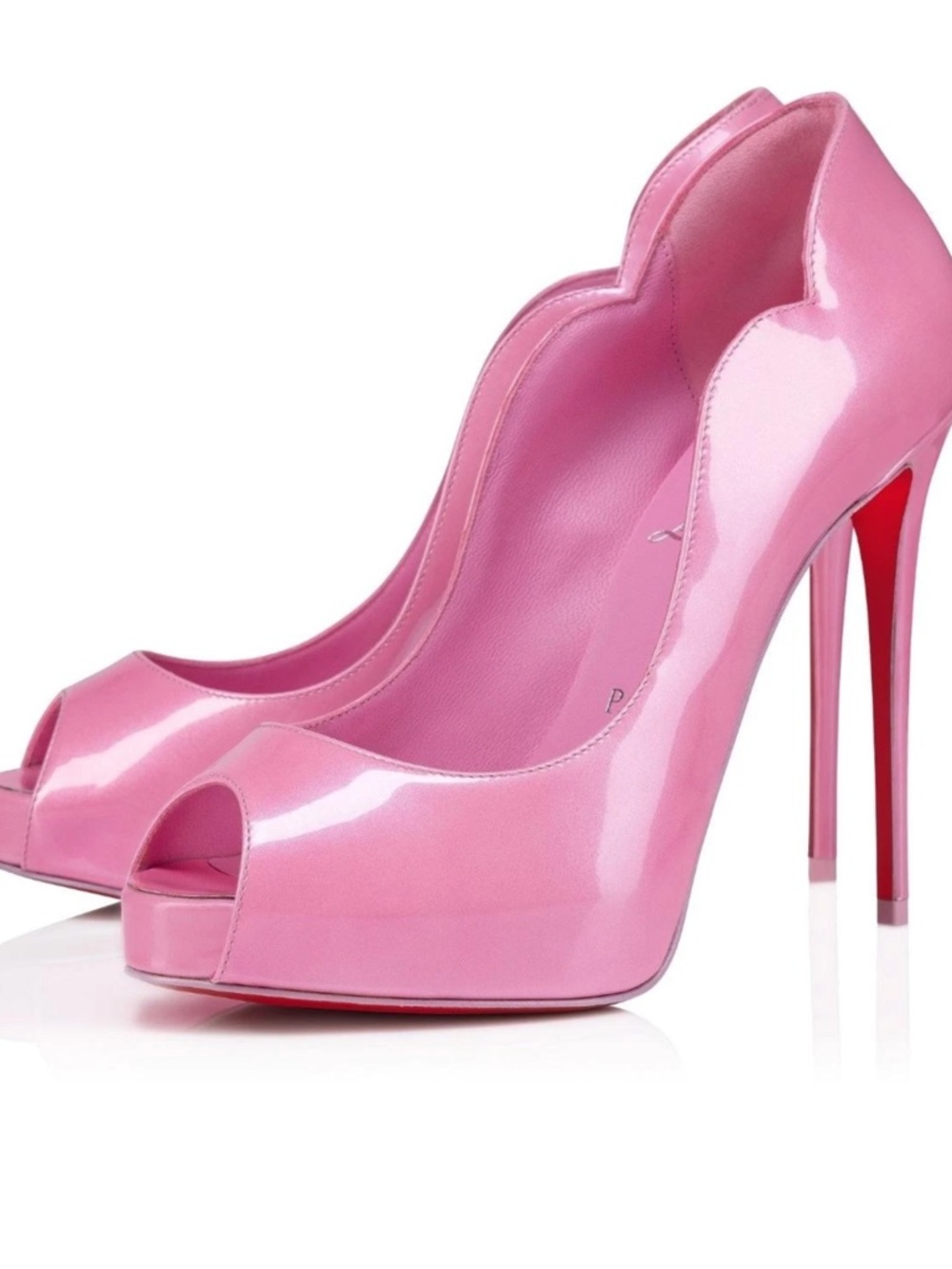 Christian Louboutin Pink Patent Peep-Toe Stiletto Heels